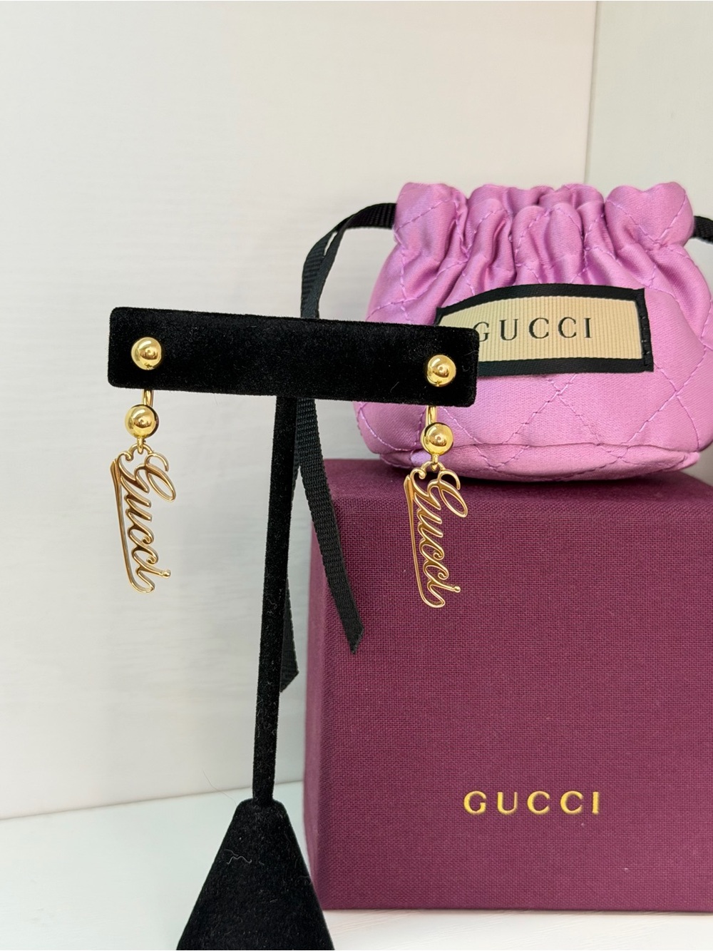 Gucci Script Drop Earrings